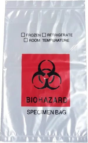 Biohazard Specimen Bags,500pcs 6x9in/15x25cm with Biohazard Red Logo Printing, Ziplock Top Sample Bags with Outside Pocket Paperwork Pouch