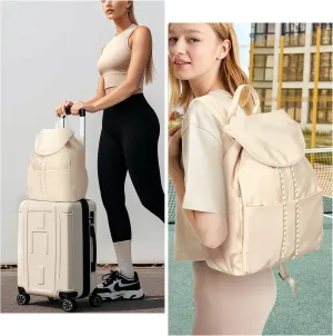 black gym bag   beige gym backpack
