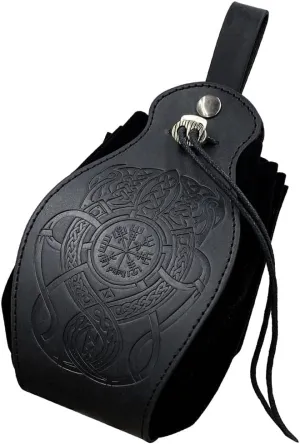 BLESSUME Medieval Pouch Drawstring Bag Renaissance Viking Costume Belt Pouch Waist Bag (Black 12)