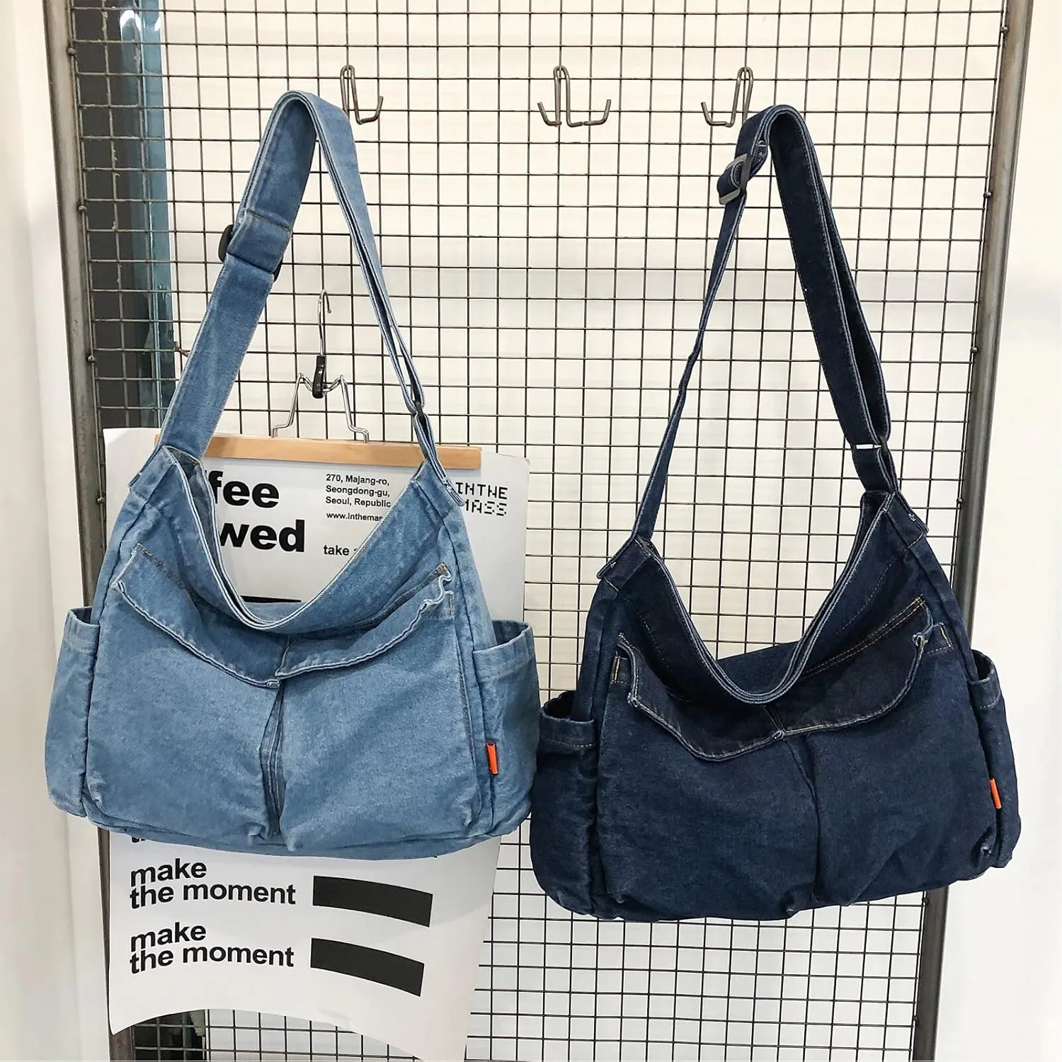 Blostirno Canvas Messenger Bag Large Hobo Crossbody Bag with Multiple Pockets Shoulder Tote Bags for Women and Men