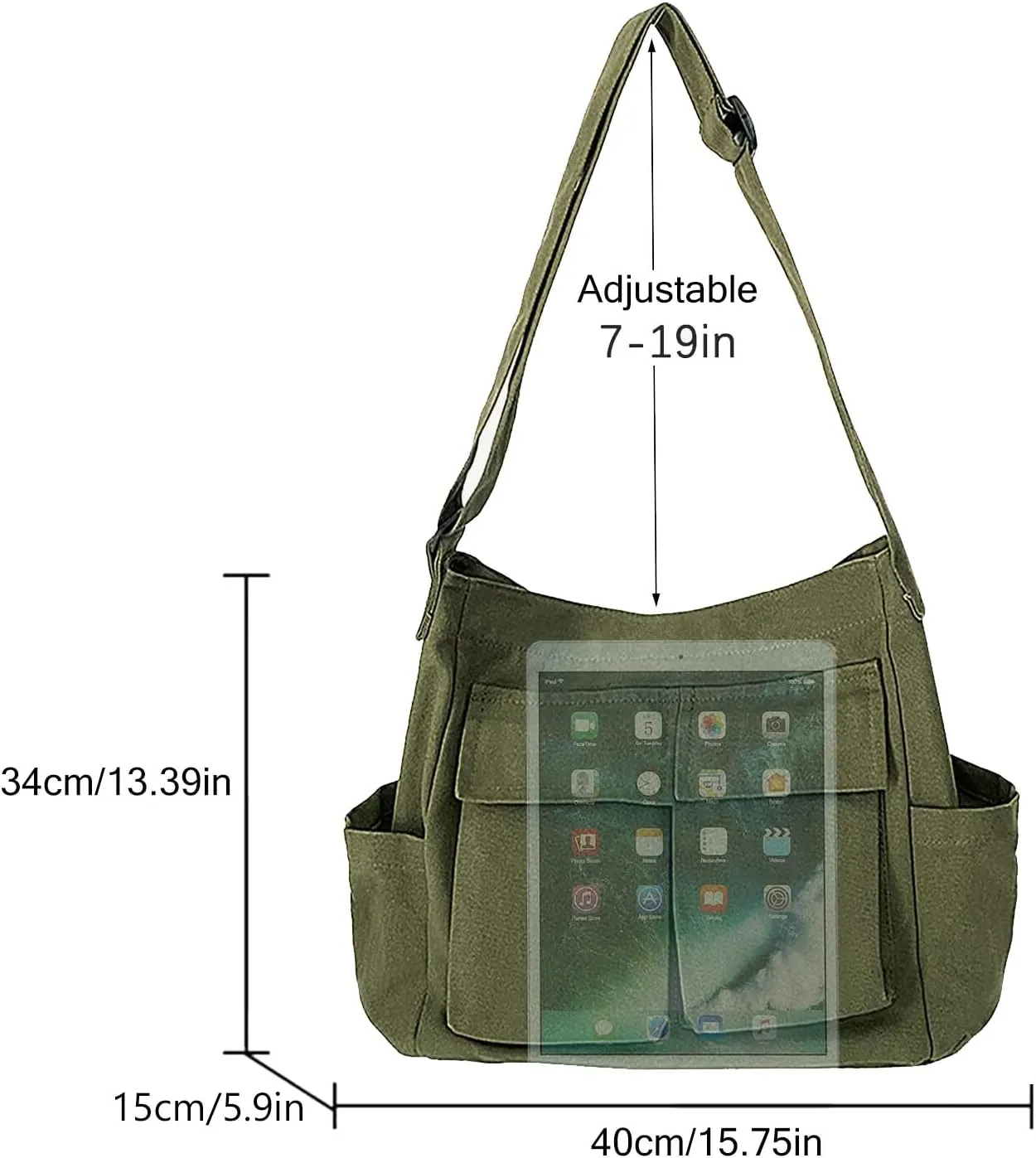 Blostirno Canvas Messenger Bag Large Hobo Crossbody Bag with Multiple Pockets Shoulder Tote Bags for Women and Men