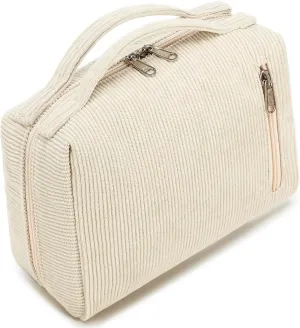 Bluboon Makeup Bag Zipper Pouch Travel Portable Cosmetic Bag Organizer for Women and Girls(Beige)
