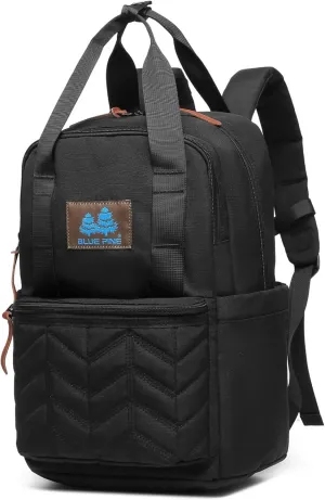 BLUE PINE 14 Inch Laptop Backpack, Lightweight and Portable Casual Daypack for Men Women and Adult (Black, Medium)