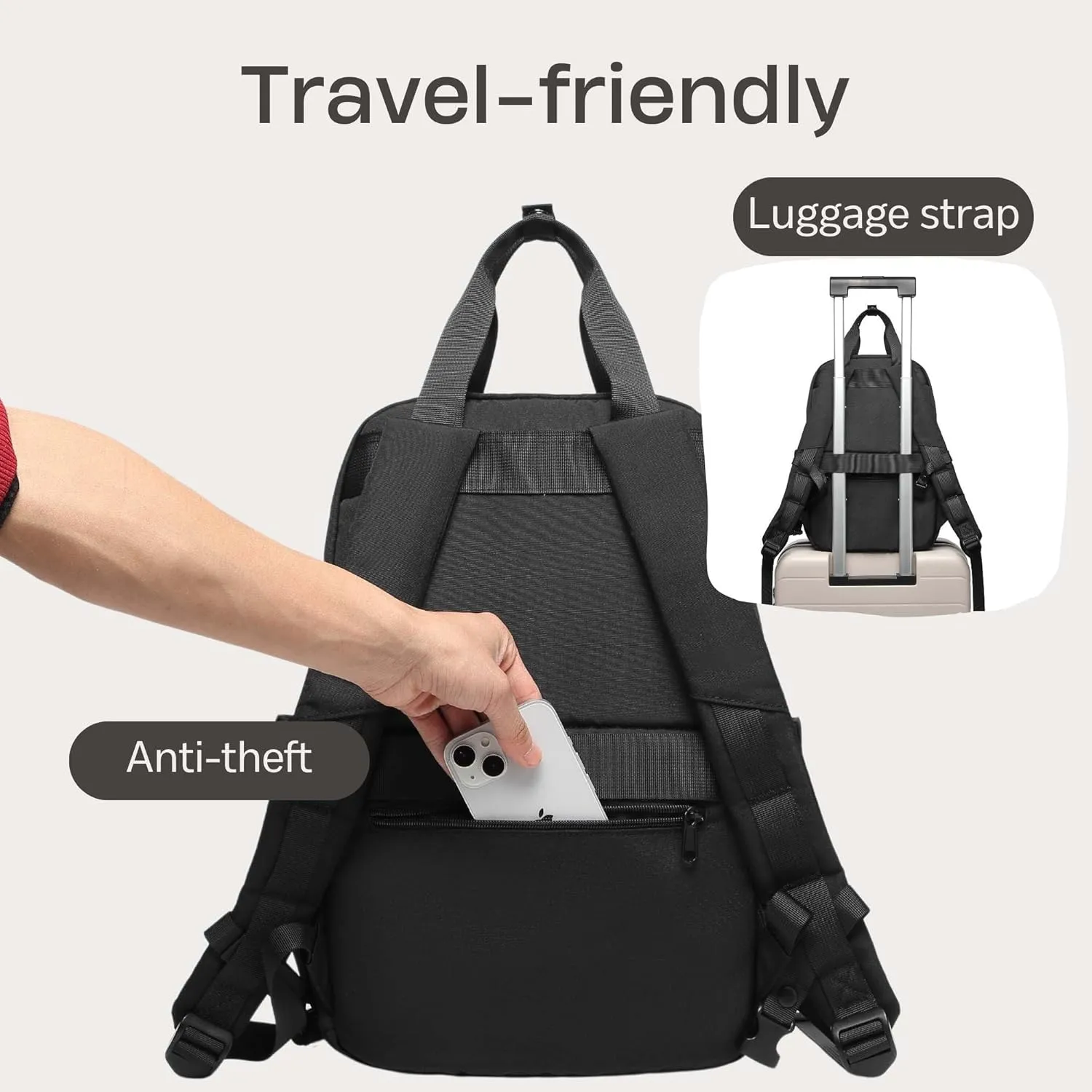 BLUE PINE 14 Inch Laptop Backpack, Lightweight and Portable Casual Daypack for Men Women and Adult (Black, Medium)
