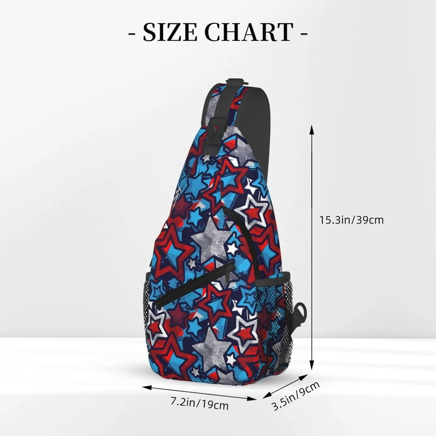 Blue Red Star Sling Backpack Chest Bag Crossbody Shoulder Bag Gym Cycling Travel Hiking Daypack For Men Women