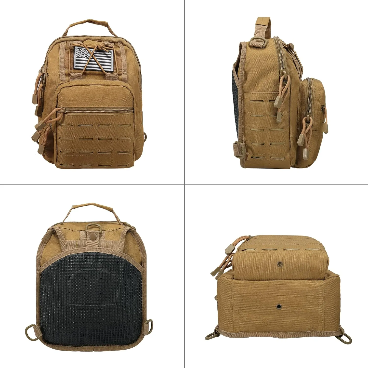 BOMTURN Tactical Backpack-1000D Waterproof Military Backpack/Laser-Cut/CCW Bags Sling Bag Tactical Satchel Shoulder Bag Men