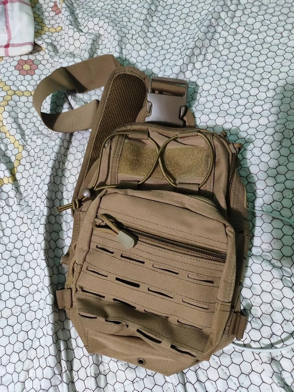 BOMTURN Tactical Backpack-1000D Waterproof Military Backpack/Laser-Cut/CCW Bags Sling Bag Tactical Satchel Shoulder Bag Men