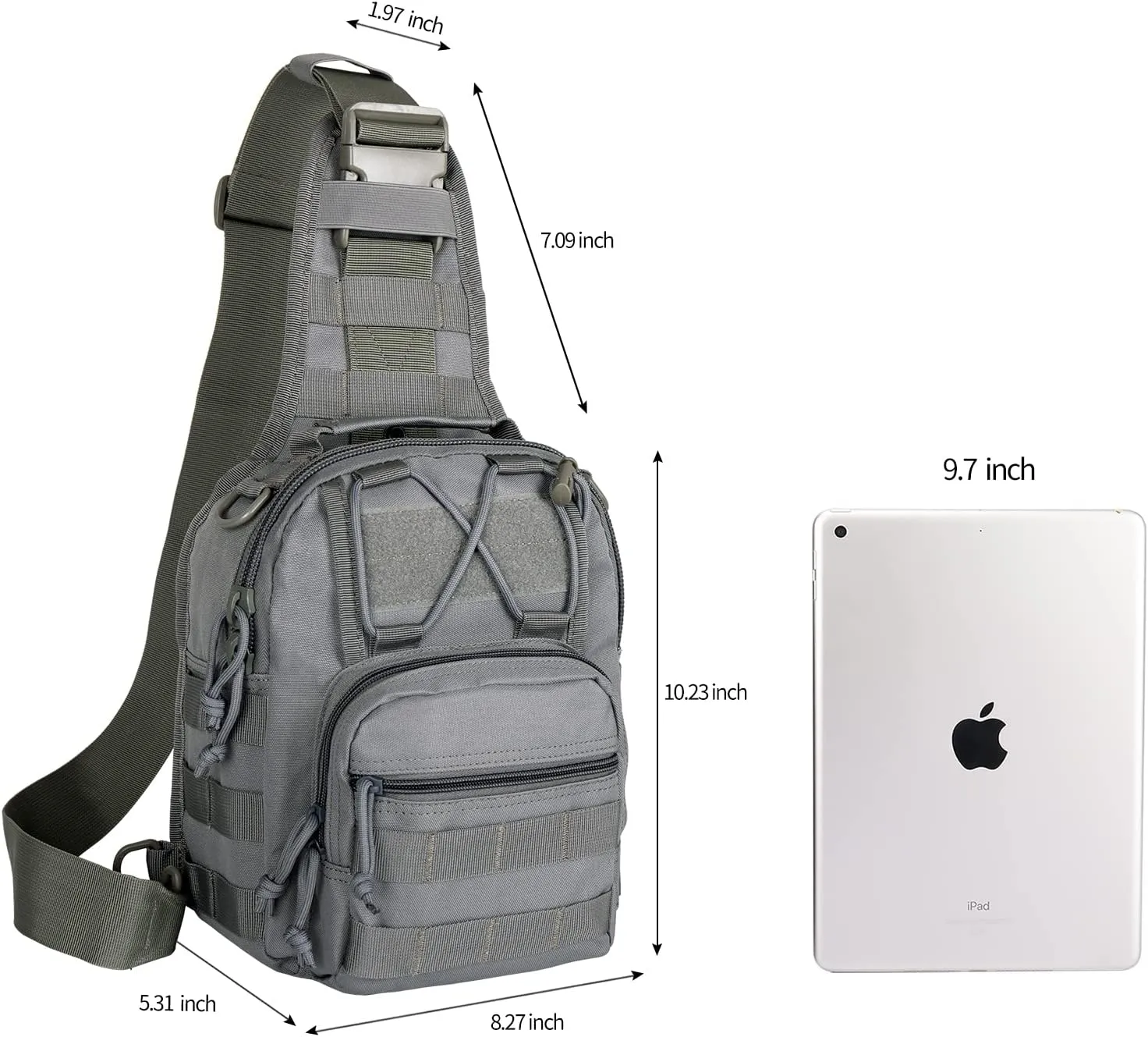 BOMTURN Tactical Backpack-1000D Waterproof Military Backpack/Laser-Cut/CCW Bags Sling Bag Tactical Satchel Shoulder Bag Men