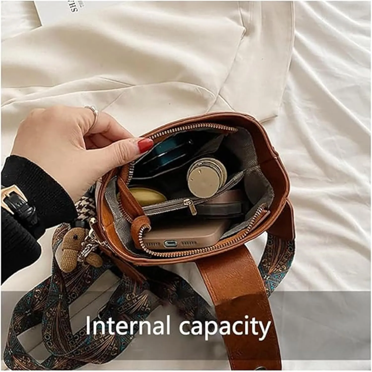 Bootara Bucket Bag, Vintage Crossbody Bag With Adjustable Wider Shoulder Strap, Womens Retro Water Bucket Shoulder Bag