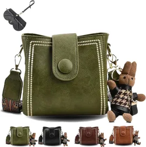 Bootara Bucket Bag, Vintage Fashion Bag with Adjustable Wider Shoulder Strap for Women with Cute Rabbit Pendant