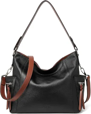BOSTANTEN Genuine Leather Hobo Handbags Designer Shoulder Tote Purses Crossbody Large Bag for Women