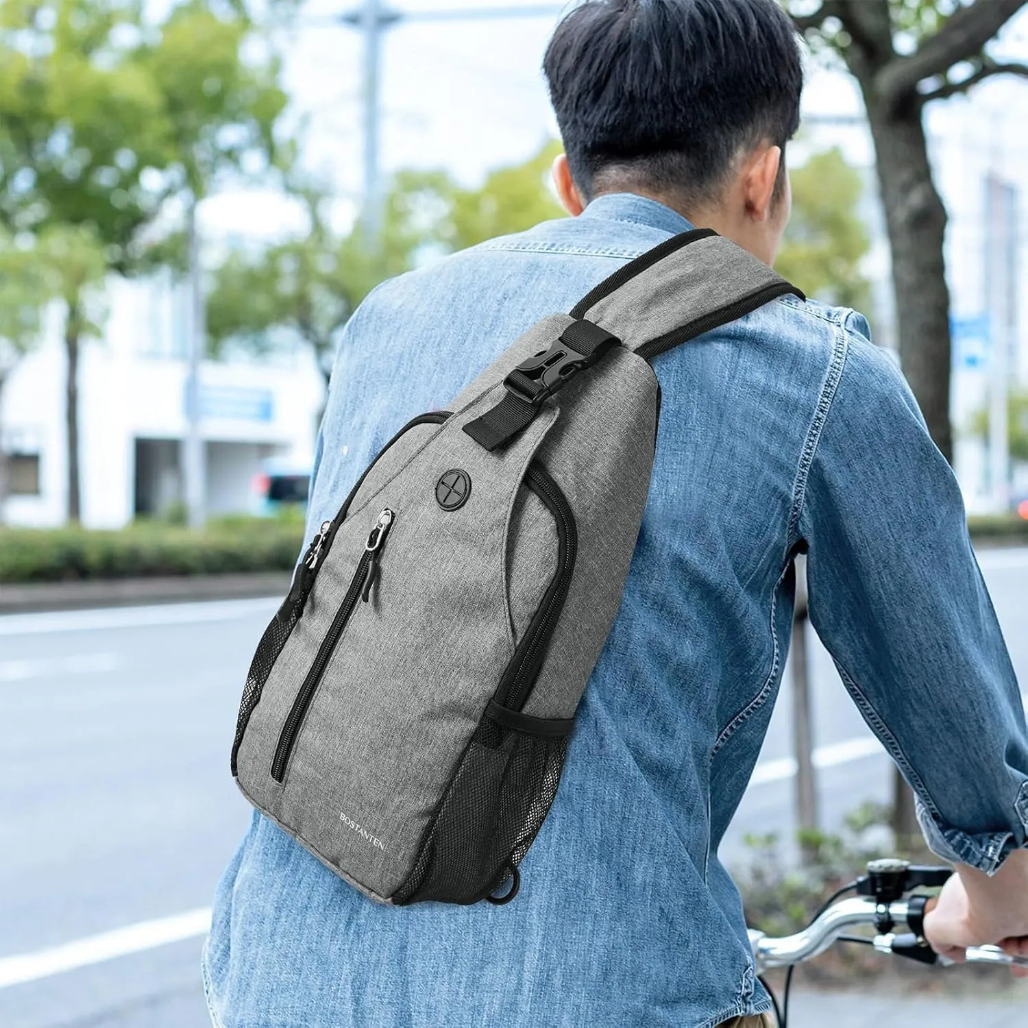 BOSTANTEN Sling Bag, Crossbody Backpack Shoulder Chest Bag for Men Women Travel Hiking Casual Daypack
