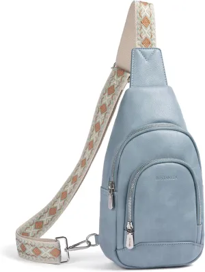 BOSTANTEN Sling Bag for Women Crossbody Purse Crossbody Bag Leather Chest Bag with Adjustable Guitar Strap for Travel