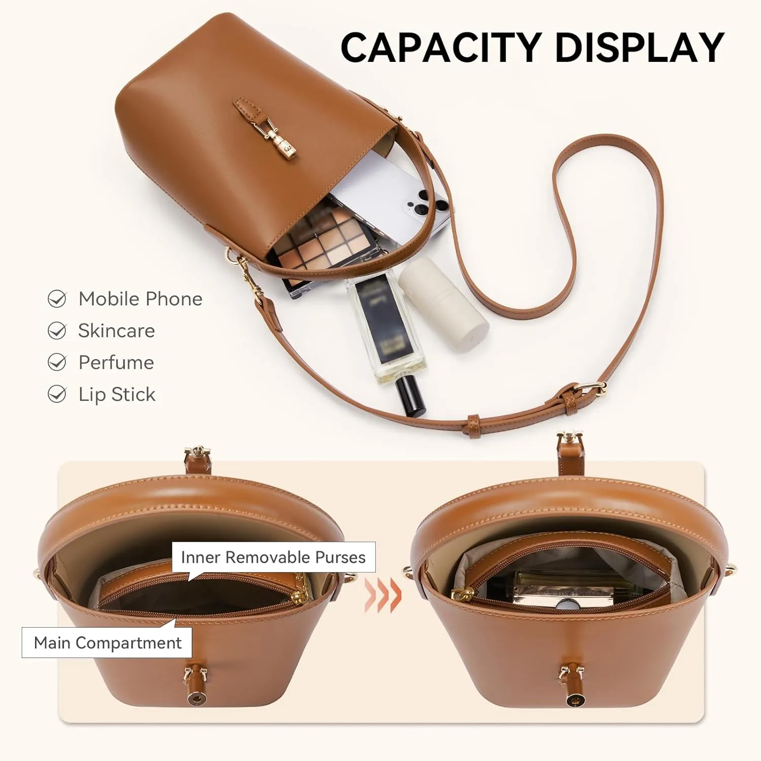 BOSTANTEN Small Bucket Bag for Women Trendy Vegan Leather Crossbody Bags Shoulder Purses Designer Ladies Handbags