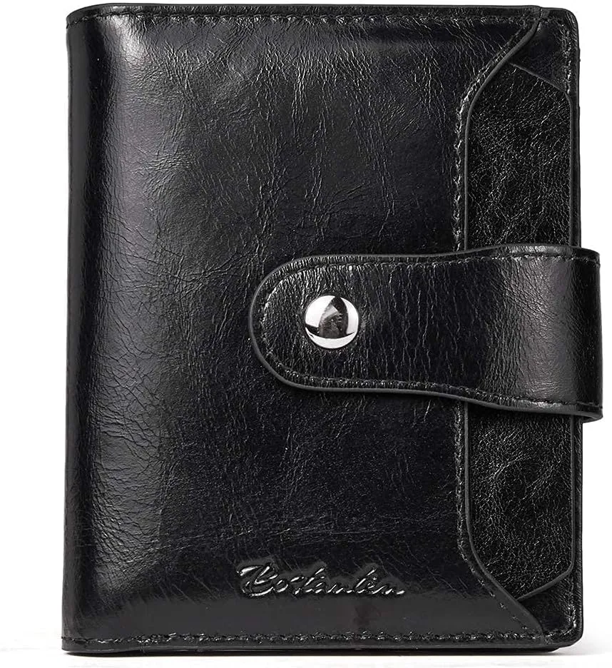 BOSTANTEN Women's Leather Designer Handbags Tote Purses Shoulder Bucket Bags and Leather Wallet RFID Blocking Small Bifold Zipper Pocket Wallet Card Case Black Bundle