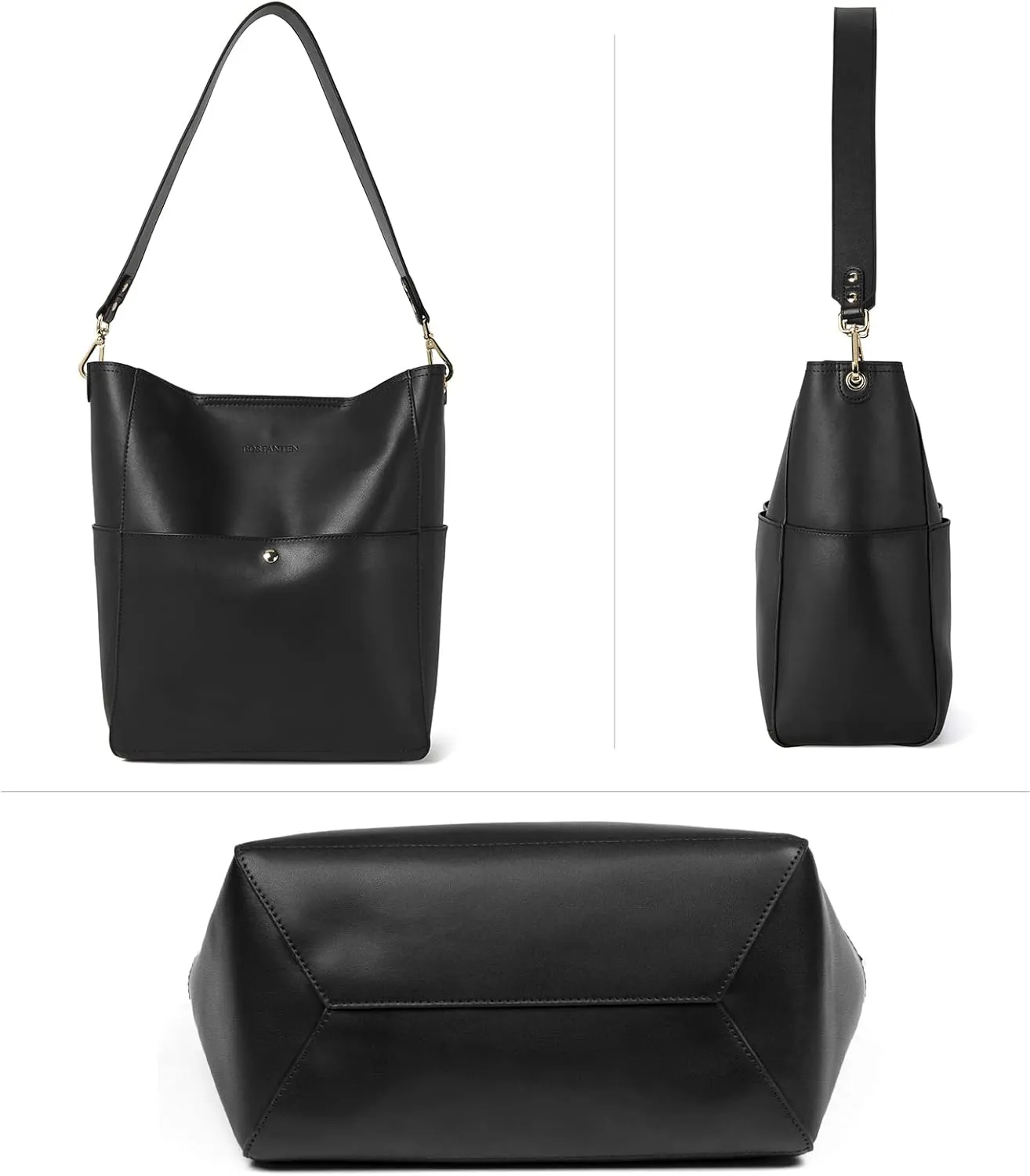 BOSTANTEN Women's Leather Designer Handbags Tote Purses Shoulder Bucket Bags