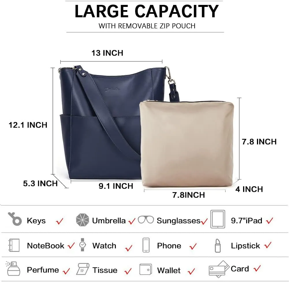 BOSTANTEN Women's Leather Designer Handbags Tote Purses Shoulder Bucket Bags