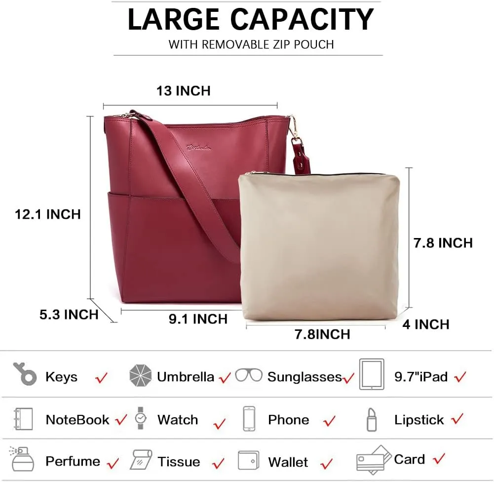 BOSTANTEN Women's Leather Designer Handbags Tote Purses Shoulder Bucket Bags