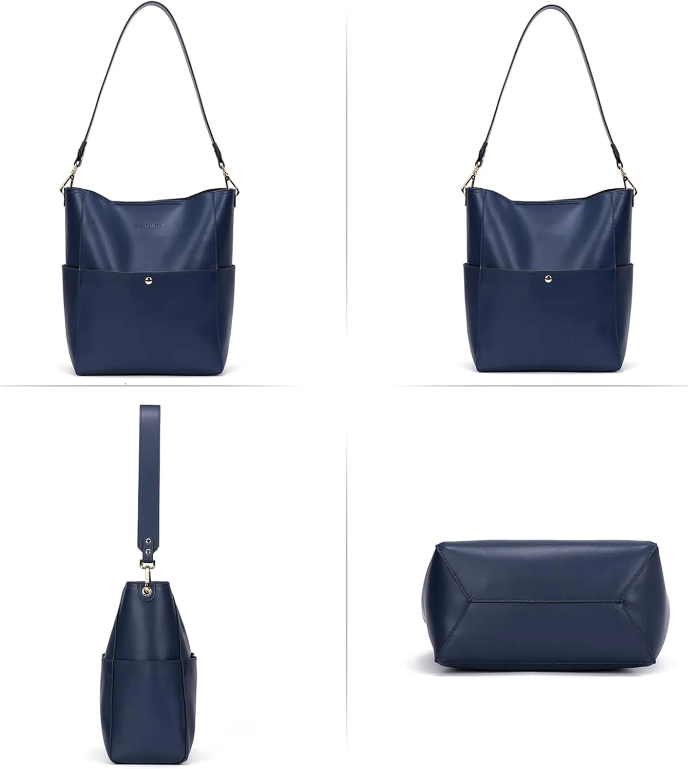 BOSTANTEN Women's Leather Designer Handbags Tote Purses Shoulder Bucket Bags
