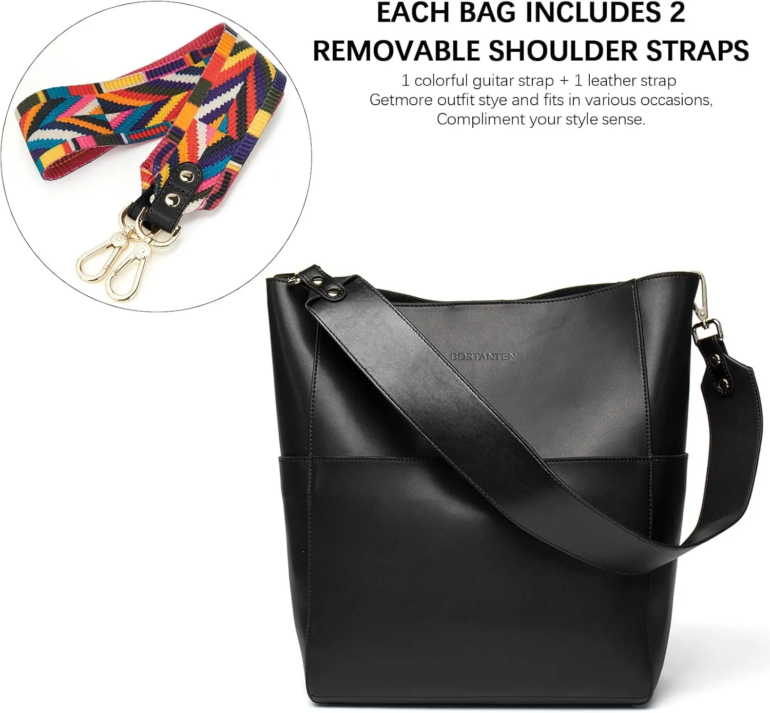 BOSTANTEN Women's Leather Designer Handbags Tote Purses Shoulder Bucket Bags