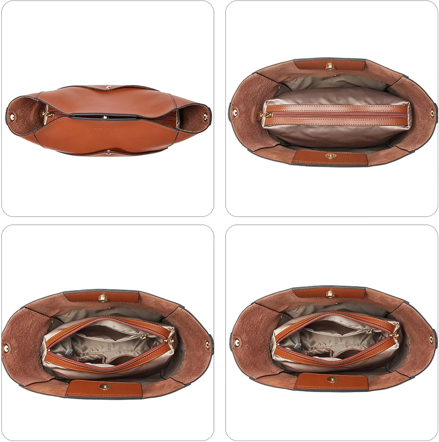 BOSTANTEN Women's Leather Designer Handbags Tote Purses Shoulder Bucket Bags