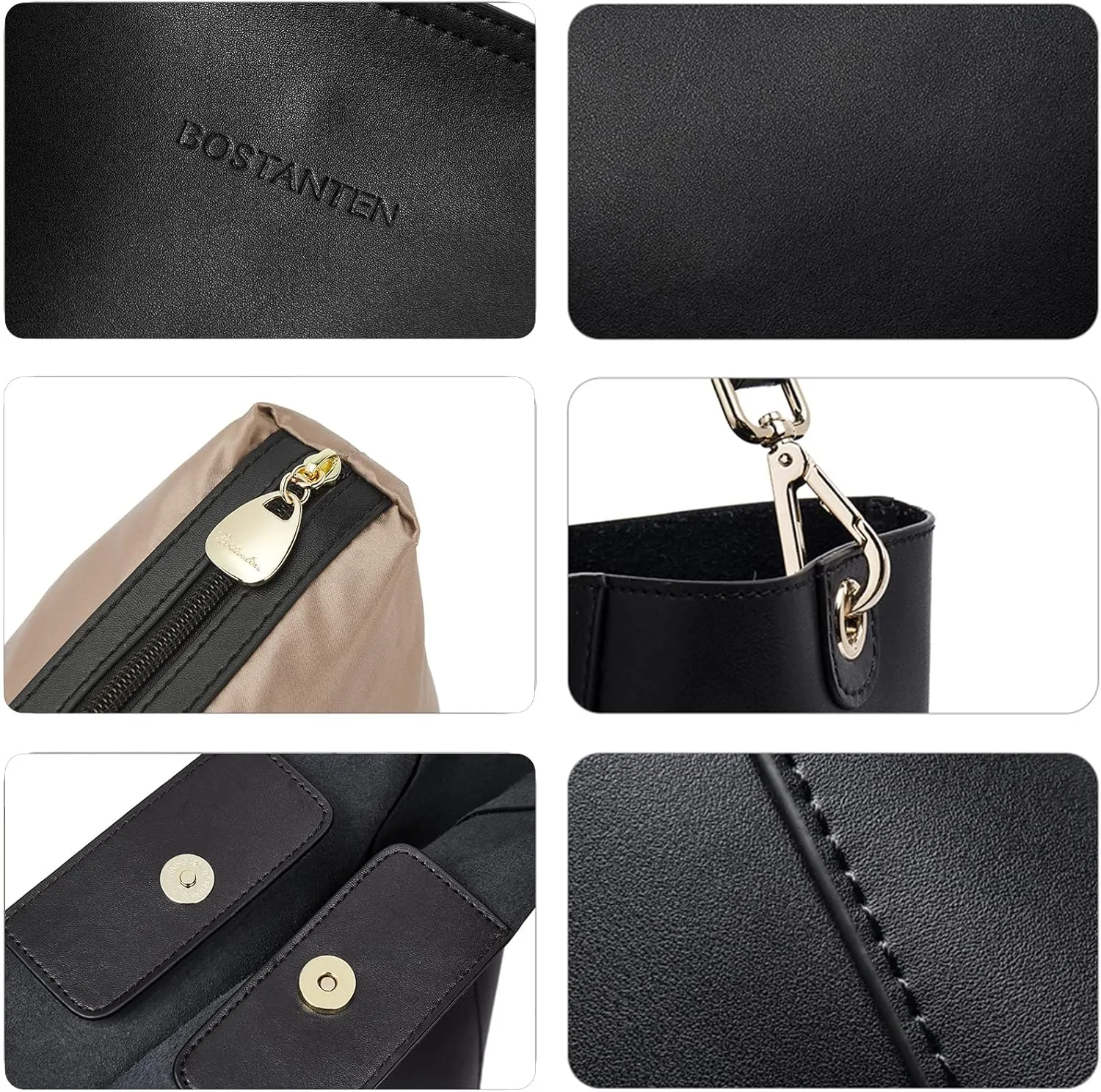 BOSTANTEN Women's Leather Designer Handbags Tote Purses Shoulder Bucket Bags