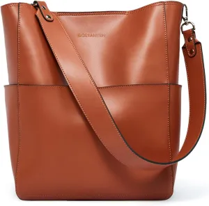 BOSTANTEN Women's Leather Designer Handbags Tote Purses Shoulder Bucket Bags