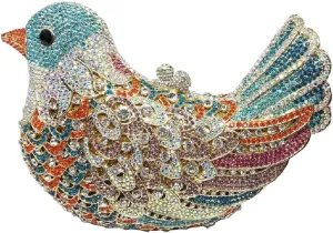 Boutique De FGG Bird Crystal Clutch Purses For Women Dressy Rhinestone Evening Bag Pigeon Prom Clutch Purse for Wedding,Mini