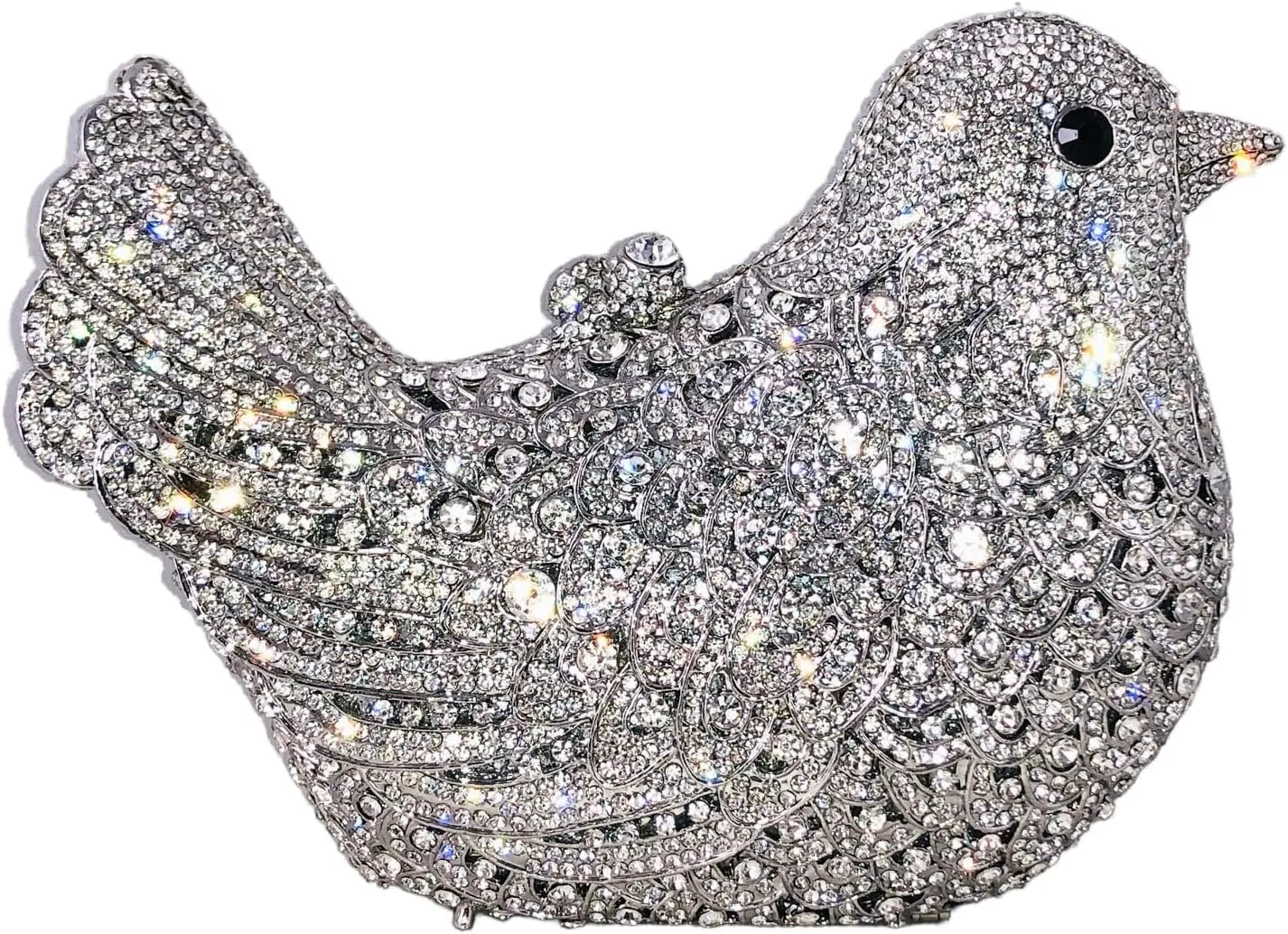 Boutique De FGG Bird Crystal Clutch Purses For Women Dressy Rhinestone Evening Bag Pigeon Prom Clutch Purse for Wedding,Mini