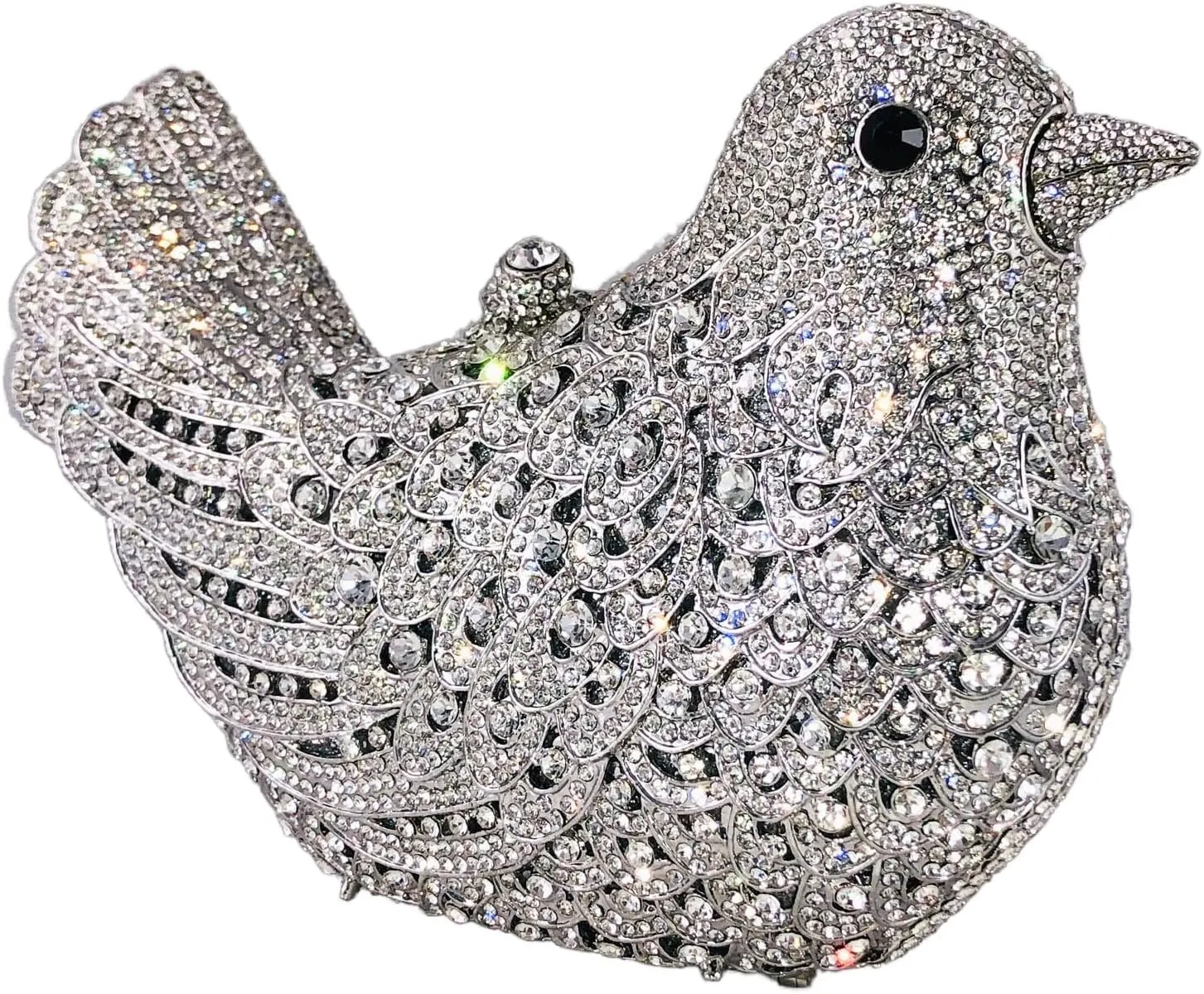 Boutique De FGG Bird Crystal Clutch Purses For Women Dressy Rhinestone Evening Bag Pigeon Prom Clutch Purse for Wedding,Mini