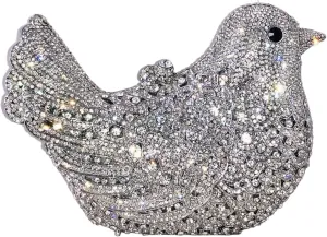 Boutique De FGG Bird Crystal Clutch Purses For Women Dressy Rhinestone Evening Bag Pigeon Prom Clutch Purse for Wedding,Mini