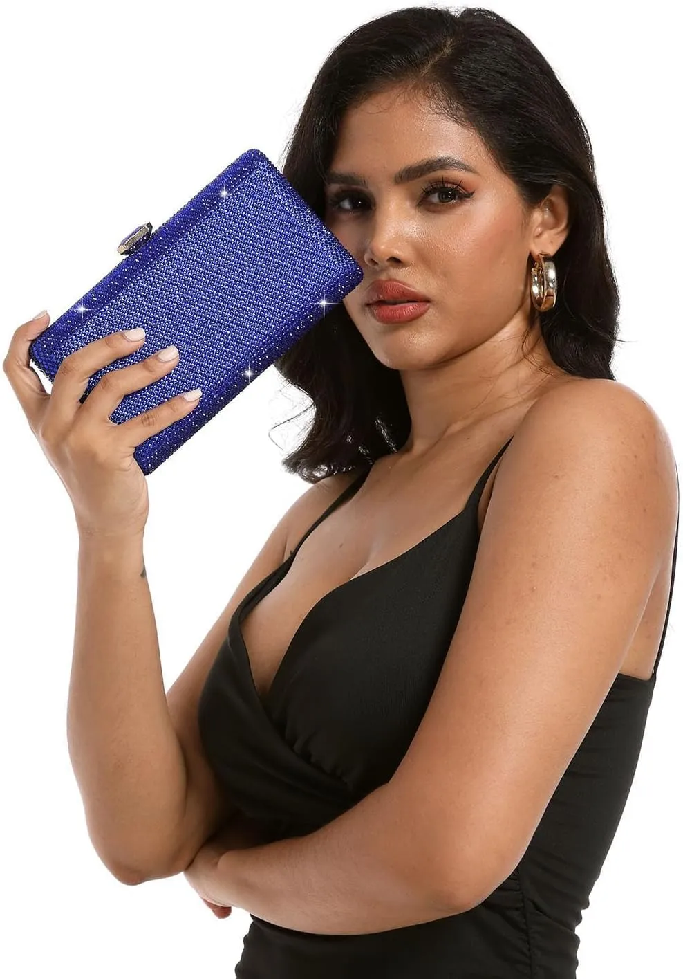 Boutique De FGG Crystal Evening Bags for Women Formal Party Box Clutch Wedding Rhinestone Handbags Bridal Clutch Purse,Mini