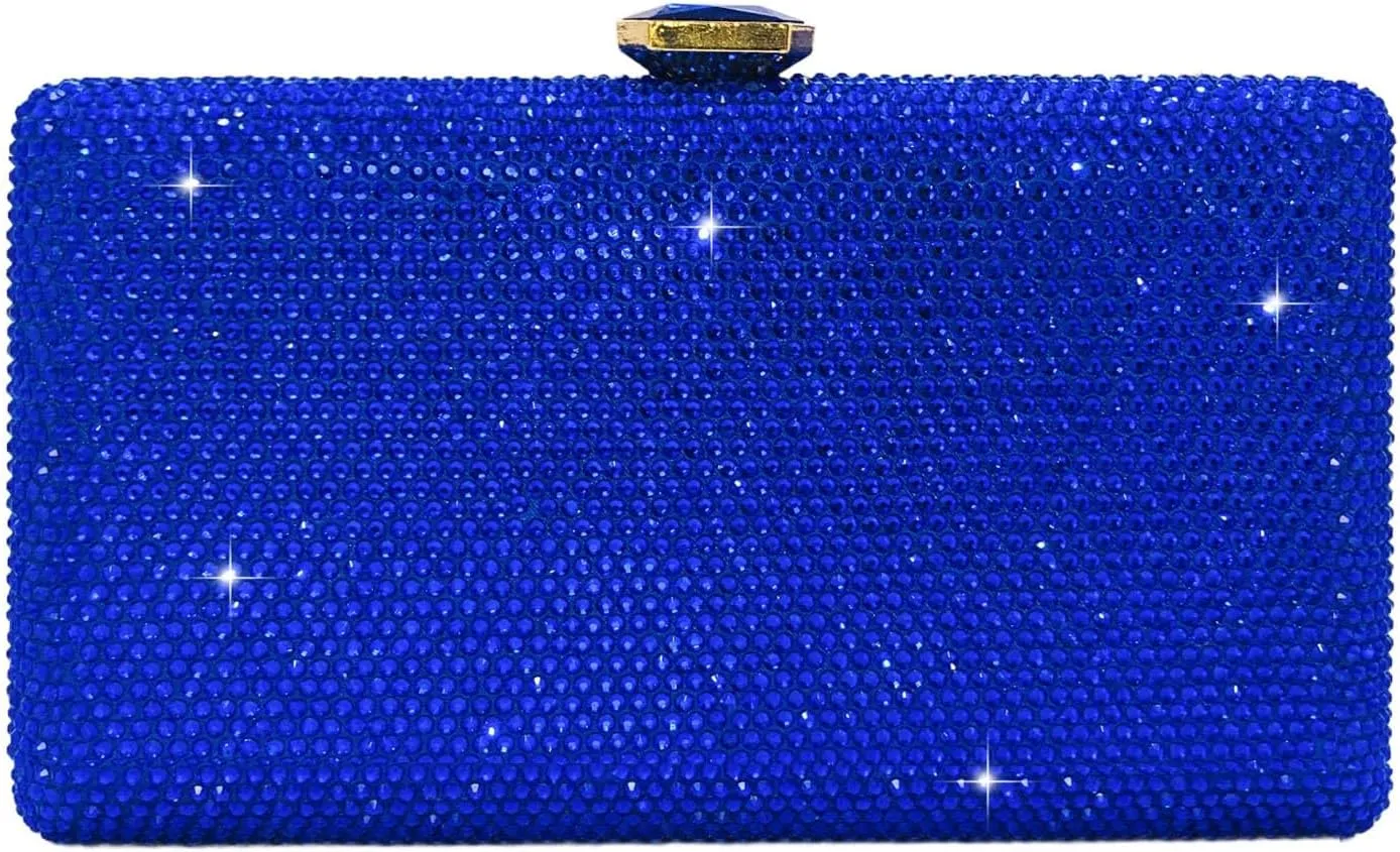 Boutique De FGG Crystal Evening Bags for Women Formal Party Box Clutch Wedding Rhinestone Handbags Bridal Clutch Purse,Mini