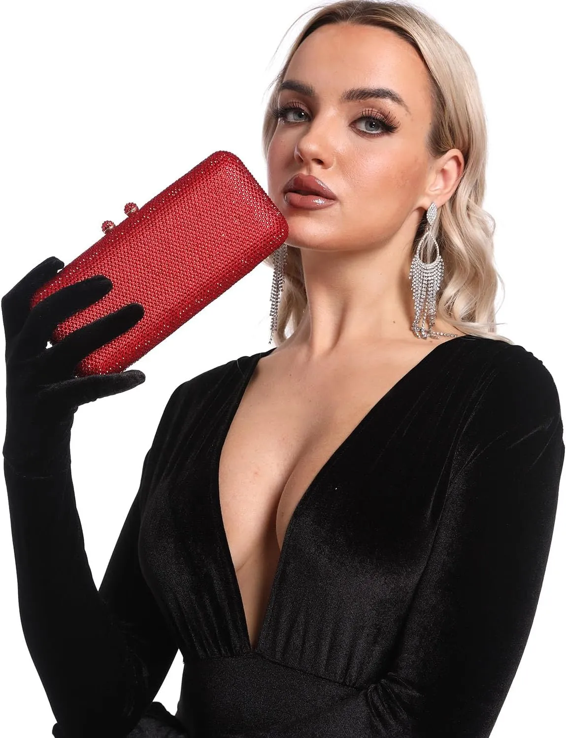 Boutique De FGG Evening Bags and Clutches Women Formal Crystal Clutch Handbags Wedding Rhinestone Clutch Purse,Mini
