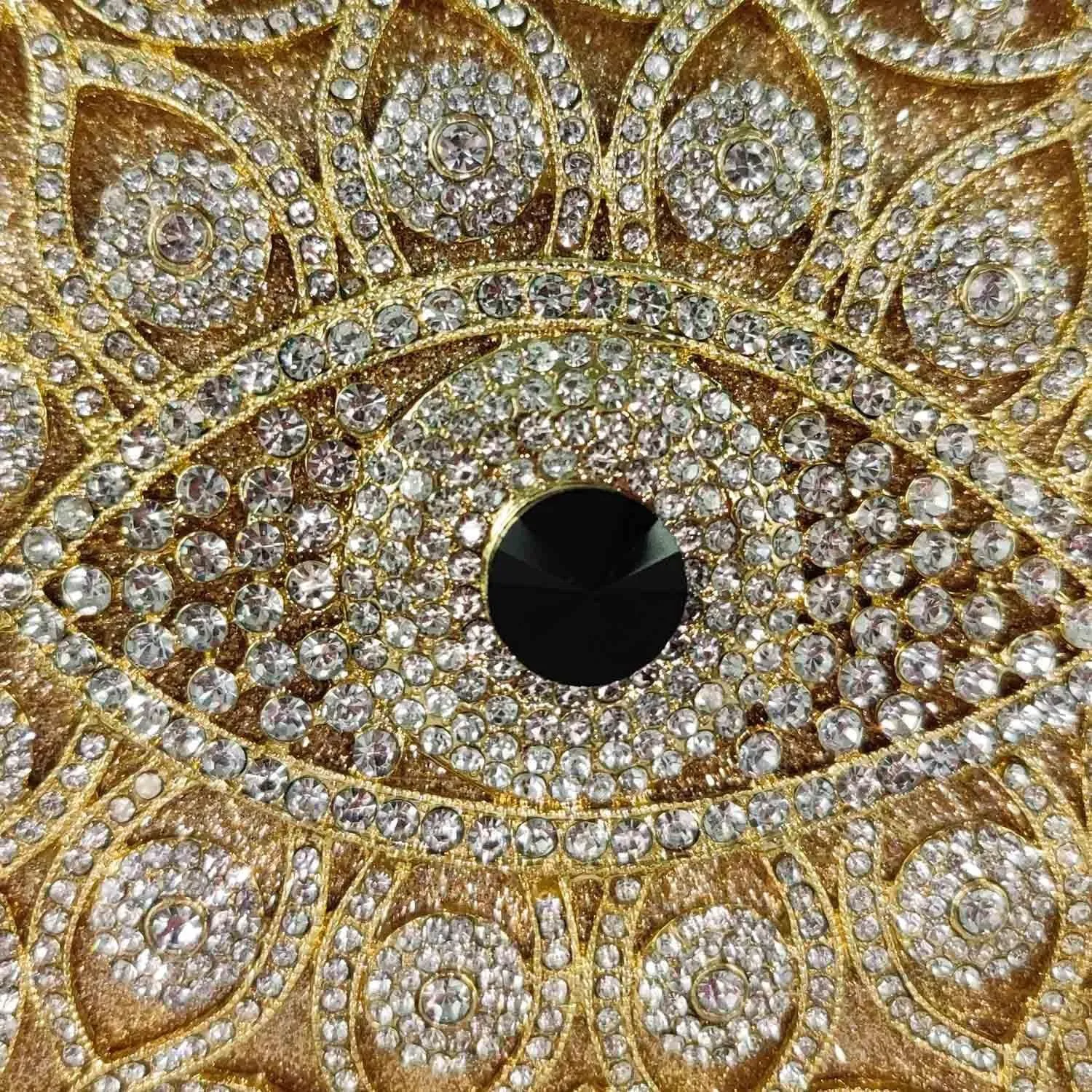 Boutique De FGG Evil Eye Clutch Purse for Women Glitter Evening Bags Crystal Clutch Party Dinner Rhinestone Handbag,Mini
