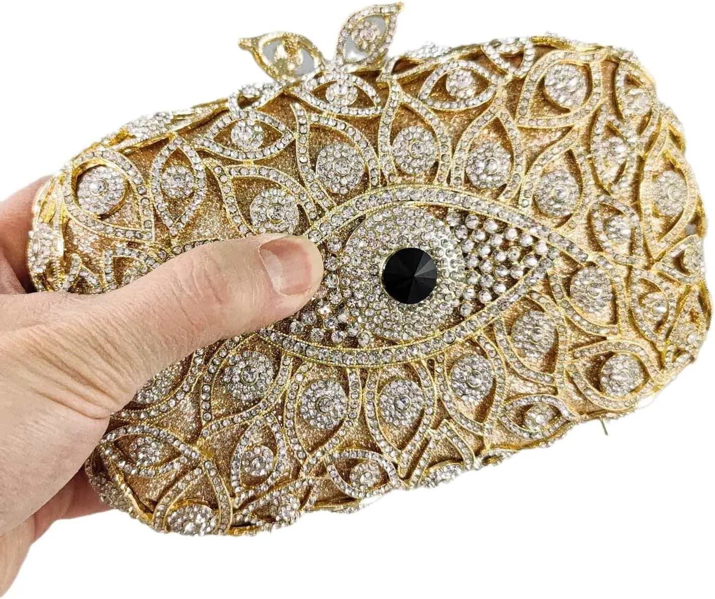 Boutique De FGG Evil Eye Clutch Purse for Women Glitter Evening Bags Crystal Clutch Party Dinner Rhinestone Handbag,Mini