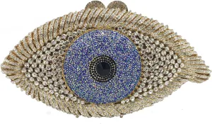 Boutique De FGG Evil Eye Clutch Purse for Women Glitter Evening Bags Crystal Clutch Party Dinner Rhinestone Handbag,Mini