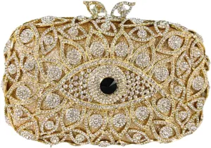 Boutique De FGG Evil Eye Clutch Purse for Women Glitter Evening Bags Crystal Clutch Party Dinner Rhinestone Handbag,Mini
