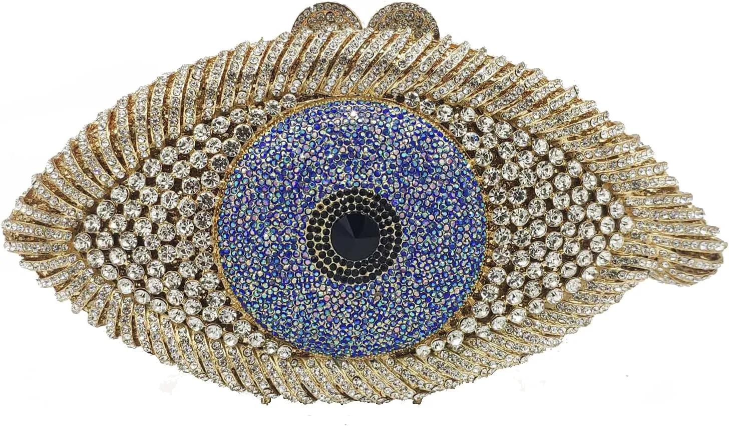 Boutique De FGG Evil Eye Clutch Purse for Women Glitter Evening Bags Crystal Clutch Party Dinner Rhinestone Handbag,Mini