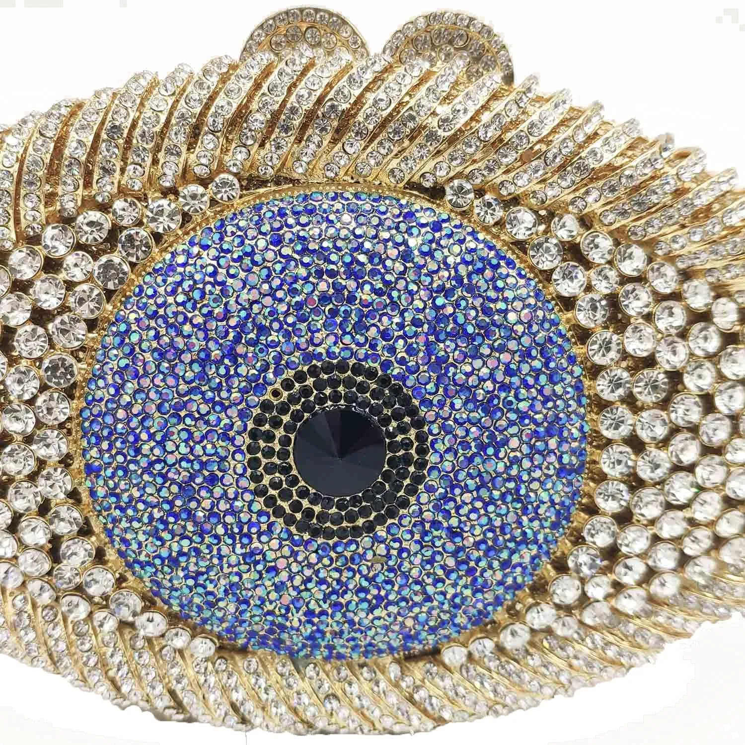 Boutique De FGG Evil Eye Clutch Purse for Women Glitter Evening Bags Crystal Clutch Party Dinner Rhinestone Handbag,Mini