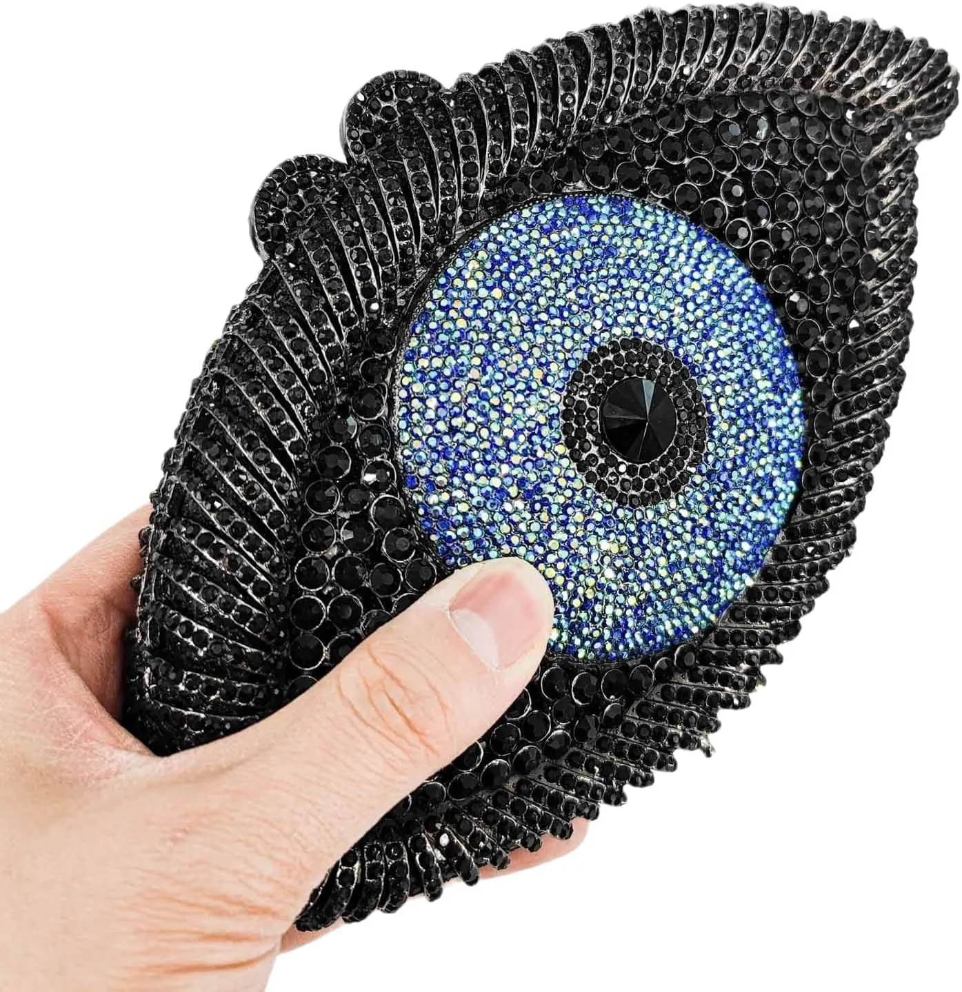 Boutique De FGG Evil Eye Clutch Purse for Women Glitter Evening Bags Crystal Clutch Party Dinner Rhinestone Handbag,Mini