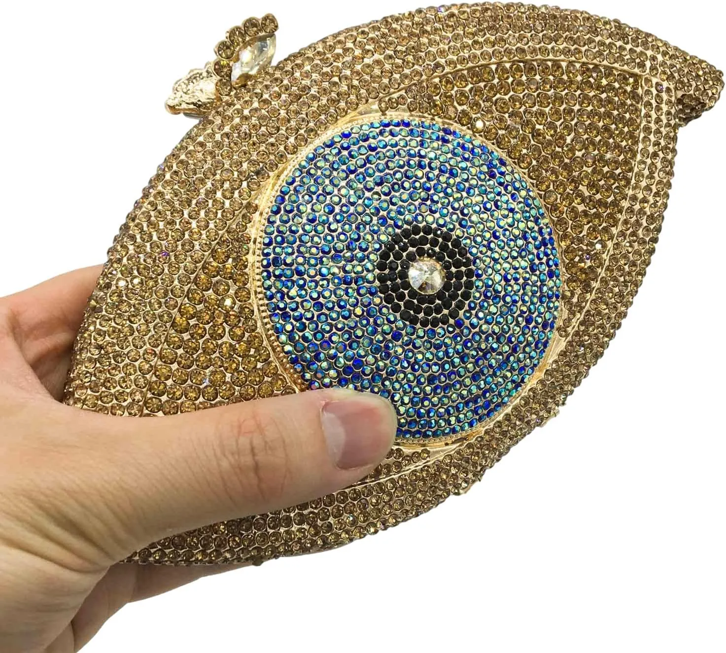 Boutique De FGG Evil Eye Clutch Purse for Women Glitter Evening Bags Crystal Clutch Party Dinner Rhinestone Handbag,Mini