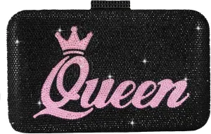 Boutique De FGG Luxury Crystal Evening Bags Crown & Queen Clutch Purse for Wedding Party Rhinestone Handbags
