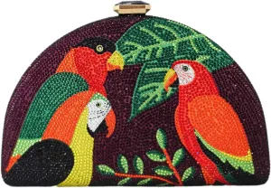 Boutique De FGG Parrot Evening Bags Women Crystal Clutch Bag Cocktail Prom Bird Party Handbags Rhinestone Clutch Purse,Mini