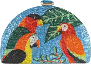 Boutique De FGG Parrot Evening Bags Women Crystal Clutch Bag Cocktail Prom Bird Party Handbags Rhinestone Clutch Purse,Mini