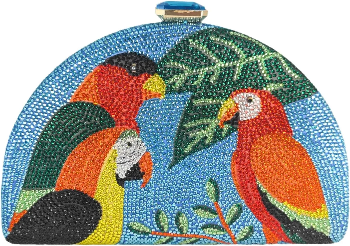 Boutique De FGG Parrot Evening Bags Women Crystal Clutch Bag Cocktail Prom Bird Party Handbags Rhinestone Clutch Purse,Mini