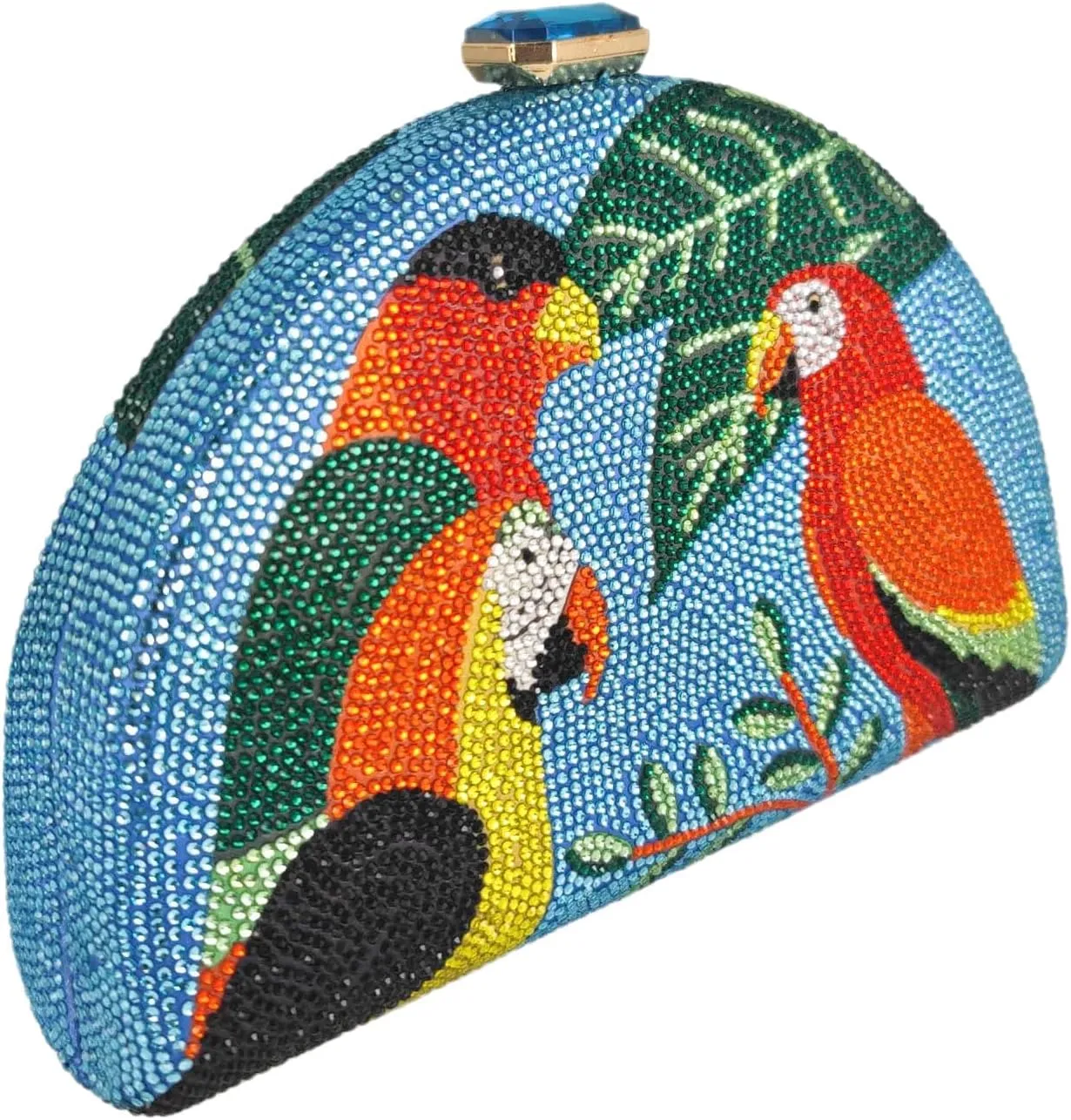 Boutique De FGG Parrot Evening Bags Women Crystal Clutch Bag Cocktail Prom Bird Party Handbags Rhinestone Clutch Purse,Mini