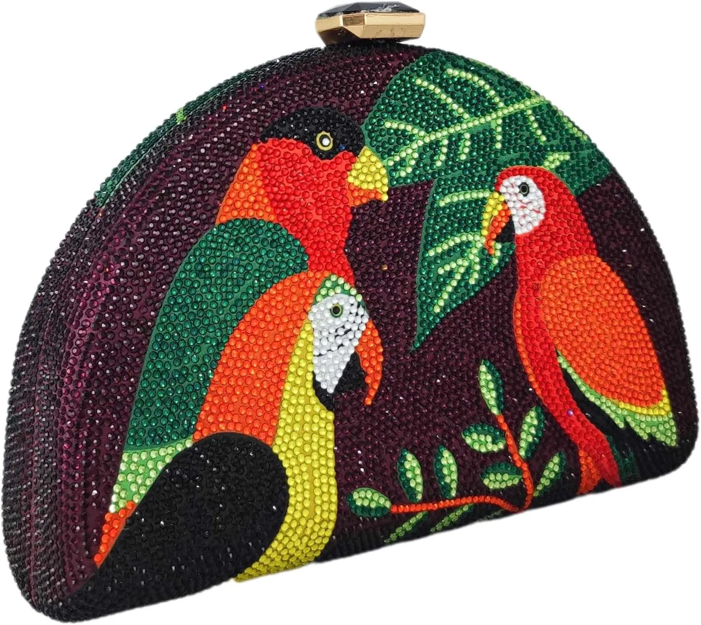 Boutique De FGG Parrot Evening Bags Women Crystal Clutch Bag Cocktail Prom Bird Party Handbags Rhinestone Clutch Purse,Mini