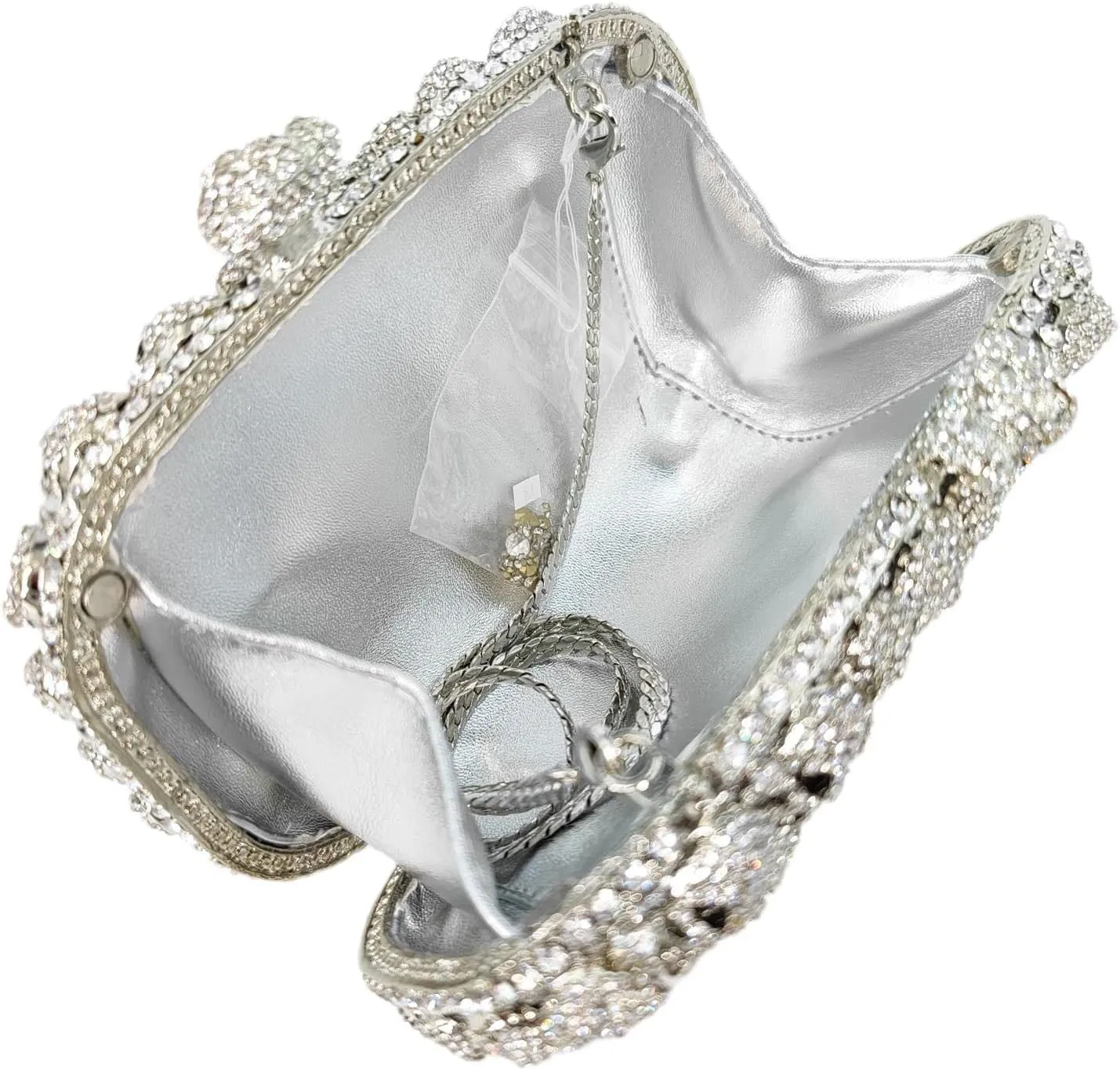 Boutique De FGG Skull Crystal Clutch Purse for Women Formal Rhinestone Clutch Evening Bag Halloween Minaudiere Handbag,Mini