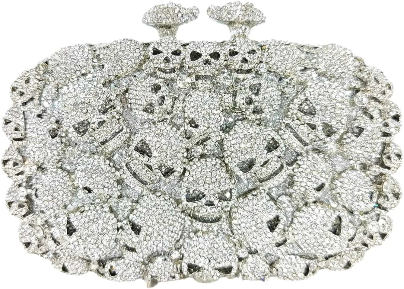 Boutique De FGG Skull Crystal Clutch Purse for Women Formal Rhinestone Clutch Evening Bag Halloween Minaudiere Handbag,Mini